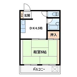 神部コーポ 1DKの間取図画像