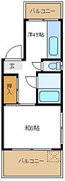 松前ハイツ 3階1DKの間取り