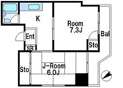モンターニュ駒込 1階2DKの間取り