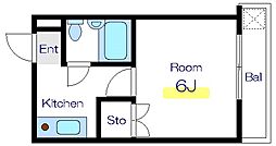 KSビル 3階1Kの間取り