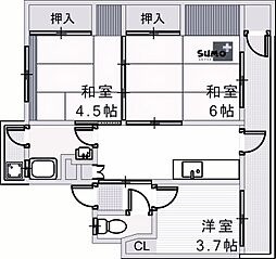 大蔵谷住宅 2DKの間取図画像
