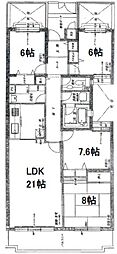 ロイヤル日光ハイツ明石 4LDKの間取図画像