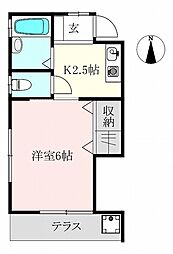 フォーラム平野 2階1Kの間取り