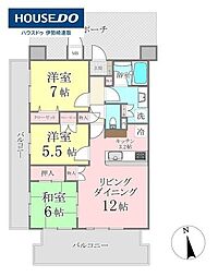 プライムスクエアー伊勢崎 3LDKの間取図画像
