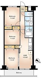 リーベスト立川 3LDKの間取図画像