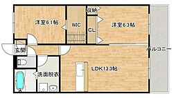 チェリーブロッサム久保原 2階2LDKの間取り