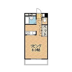 ラパン吉尾 3階ワンルームの間取り