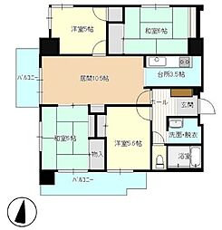 若葉台団地2-4号棟 4LDKの間取図画像