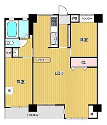 野庭団地634-5号棟 2LDKの間取図画像