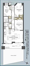 東急ドエル横浜ヒルサイドガーデン4 2SLDKの間取図画像