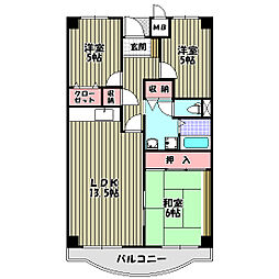 プレスト・コート壱番館 8階3LDKの間取り