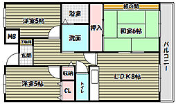 プレスト・コート弐番館 4階3DKの間取り