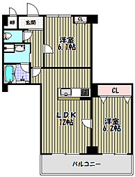 信開ベルシー堺市駅 4階2LDKの間取り