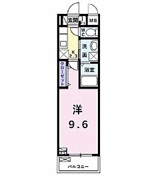ユウパレス和泉中央 2階1Kの間取り