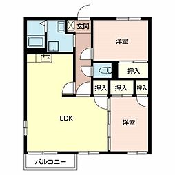 リバティハイツ 2LDKの間取図画像
