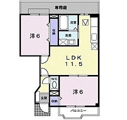 サン・ウェスト2 2LDKの間取図画像
