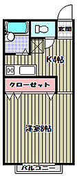 クロバーハウス 1Kの間取図画像