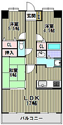 南海グリーンコート泉北深井 6階3LDKの間取り