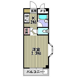 ロアール尾崎 1Kの間取図画像