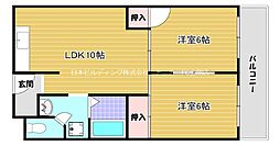 滝谷ユタカハイツ 2LDKの間取図画像