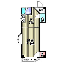 川辺ビル512 1Kの間取図画像