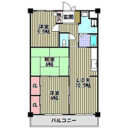ファミーユ千代田 3LDKの間取図画像
