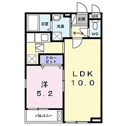 フルーリール 1LDKの間取図画像