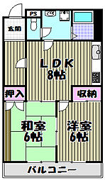 メゾンロゼ 2LDKの間取図画像
