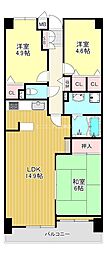 クローバーハイツ南花台 3LDKの間取図画像