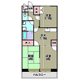 ファミリーハウス須賀 3DKの間取図画像