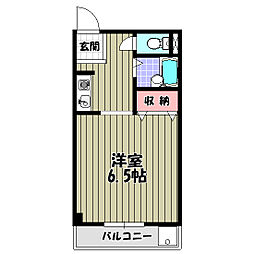 メロディーハイム 1Kの間取図画像