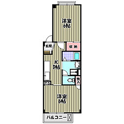 三貴マンション 2Kの間取図画像