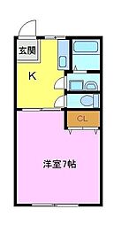 木下ハイツ 1Kの間取図画像