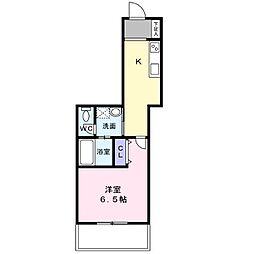 エルグランド津久野 1階1Kの間取り