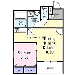 (仮称)ジーメゾン高石リュクス 1LDKの間取図画像