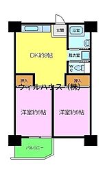 ビレッジハウス泉北栂タワー 2DKの間取図画像
