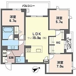 アルテーヌ浜寺元町 B棟 3LDKの間取図画像