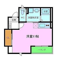 ルナヴォワール 1階ワンルームの間取り
