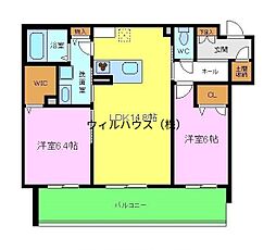 ALBERGO三国ヶ丘 2LDKの間取図画像