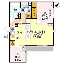 ラ メゾン ピック 中百舌鳥II 2LDKの間取図画像