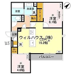 ラ メゾン ピック 中百舌鳥II 2LDKの間取図画像
