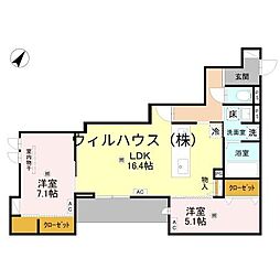ラ メゾン ピック 中百舌鳥II 2LDKの間取図画像