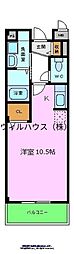 インヴィテ・ボヌール1番館 ワンルームの間取図画像
