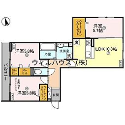 パサログランデ綾之町 3LDKの間取図画像