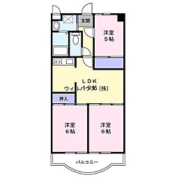 ルミエールあぜくら 2LDKの間取図画像