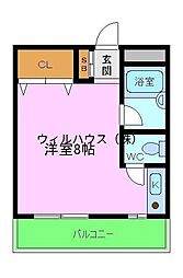 アルモカーサMOZU ワンルームの間取図画像