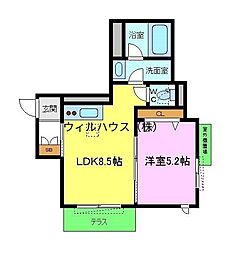 シャーメゾン宏仁 1LDKの間取図画像