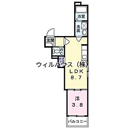 Faseciaクローバー 1LDKの間取図画像