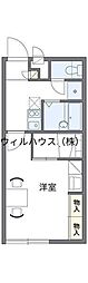 レオパレスリバーサイド橘 1Kの間取図画像