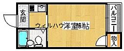 プレアール材木町 ワンルームの間取図画像